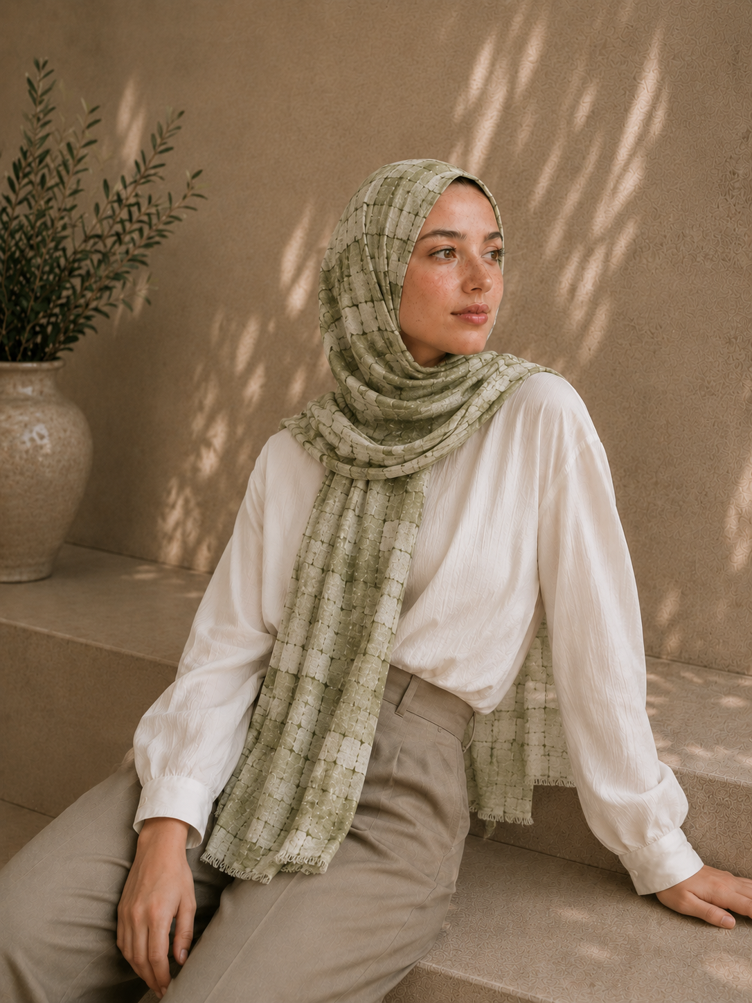 Moss Grid Essential Viscose